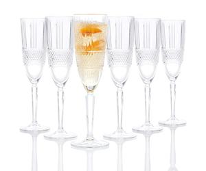 185ml Brillante Champagne Flutes Goblet Glass Crystal Drinkware Prosecco 6Pcs