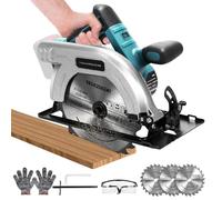 185mm Cordless Circular Saw Compatible with Makita 18V Battery (Without Battery), 1200W 4800RPM Brushless, Max Cutting Depth 60mm (90°), 40mm (45°), 3 x Blades for Wood, Plastic, Soft Metal, Tile