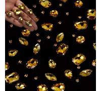 186 Pieces Rhinestones for Sewing, Gemstones Diamond, Glass Crystal Rhinestones, Rhinestones Clothing, Decorative Diamonds, Bridal Size, Accessories (Gold)