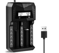 18650 Battery Charger 2 Bay,Universal Charger LCD Display for Rechargeable Batteries 18650 26650 14500 16340 18500 21700 18500, Li-ion Batteries AA/AAA NI-MH-NI-Cd Battery,Multi-Battery