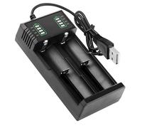 18650 Battery Charger, 3.7V Batteries Rechargeable Charger 18350 14500 16340 17500 17670 18500 21700 26650 Li-Ion Battery, Universal Fast Dual Charge With USB Cable Spring-Loaded Battery Tray