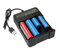 18650 Battery Charger 4-Bay 5V 2A for Rechargeable Batteries 3.7V Li-ion TR IMR 18650 14500 16340(RCR123) Red/Green Display (Not Battery)