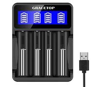 18650 Battery Charger 4 Bay LCD Display for 3.7V/1.2V Rechargeable Battery for Li-ion 18650 14500 Batteries, Ni-MH/Ni-Cd A AA AAA Batteries (Not Battery)