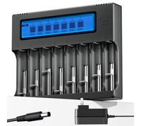 18650 Battery Charger, 8-Bay Smart Charger with 12V-OLT 5A Power Supply AC, Fast Charge Rechargeable 3.7V/3.6V Li-ion IMR Batteries RCR123 26650 18650 21700 14500 16340 10440 14430 14650 16500 16650