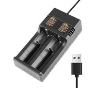 18650 Battery Charger,Fast Dual Charge for 3.7V/3.6V Li-ion Rechargeable Batteries 18650 18500 18490 18350 17670 17500 16340(RCR123) 14500 26650 22650 with USB Cable