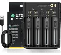 18650 Battery Charger Quick Charger 4-Slot Rechargeable Battery Charger for 3.6-4.2V Li-ion Battery: 10440 16340 18650 18700 20700 21700 22650, 1.2-2.4V Ni MH/Ni CD: AAAA,AAA,AA,A,SC,C