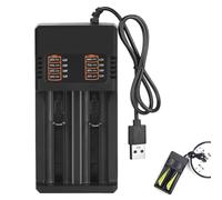 18650 Battery Charger, Universal Fast Dual Battery Charger for 3.6V/3.7V USB Li-ion Rechargeable Batteries, Compatible with 14500 16340 18500 18650, Includes USB Cable, Intelligent Charging