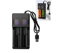 18650 Battery Charger with USB Cable Universal Dual Slot Fast Charge 3.7V Battery Charger for Li-ion Rechargeable Batteries Including 18650 18500 18490 18350 17670 17500 16340 14500 26650 22650