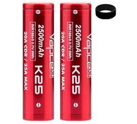18650 K25 Compatible With Vapcell Rechargeable Series - 2500mAh High-Performance with Safety Wraps & Band - No Nicotine (2 PACK)