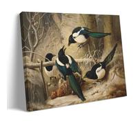 1867 Magpies Round A Dead Female Capercaillie by Ferdinand Von Wright - Realism Animal Themed Wall Art Canvas Wall Art Prints Photo Picture Paintings Room Decor Home Decorative Frame 16x24inch(40x60c