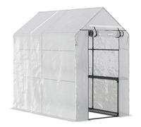 186X120X190Cm Outsunny White Walk-In Greenhouse With Storage Shelves
