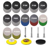 187 PCS 3 Inch Sanding Disc, GOH DODD Wet Dry Sandpaper Headlight Restoration Kit with Backer 1/8 1/4 Inch Shank and Soft Foam Pad, 60 to 10000 Grits Sand Paper for Wood Auto Metal Glass Resin