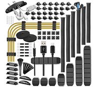 188 pcs Cable Management Kit, 6 Cable Sleeves 50 Cord Holders 100 Fasten Ties 10 Zip Tie Mounts 2 Self Adhesive Cable Tie Rolls 20 Reusable Wire Ties Cable Tidy Kit for TV Under Desk Office