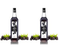 1883 Maison Routin Premium Blackcurrant Syrup - Intense Berry Flavoured Syrup for Cocktails, Sodas, Iced Drinks & Desserts, Vegan-Friendly, 1L Glass Bottle (Pack of 2)