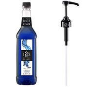 1883 Maison Routin Premium Blue Curacao Flavoured Syrup with Reuseable Syrup Pump for Home Cocktail Making, Mocktails & Desserts PET 1L