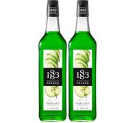 1883 Maison Routin Premium Green Apple Syrup for Cocktails, Mocktails, Iced Tea, Desserts, Bubble Tea Glass1L (Pack of 2)