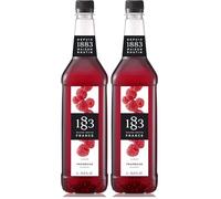 1883 Maison Routin Premium Raspberry Syrup Made with Pure Cane Sugar & Real Fruit Juice for Cocktails, Mocktails, Iced Tea and Baking, Vegan-Friendly, Natural Flavours - 1L PET Bottle (Pack of 2)
