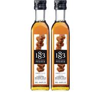 1883 Maison Routin Premium Salted Caramel Coffee Syrup - Indulgent Blend For Lattes, Frappes, Desserts & Baking, Allergen-Free, Vegan-Friendly, 250 Ml Glass Bottle (Pack of 2)