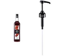 1883 Maison Routin Premium Strawberry Syrup with Reuseable Syrup Pump for Cocktails, Mocktails, Iced Tea, Desserts, Smoothies & Bubble Tea Glass 1L