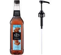 1883 Maison Routin Premium Sugar Free Caramel Syrup with Reuseable Syrup Pump for Coffee, Hot Chocolate & Milkshakes PET 1L