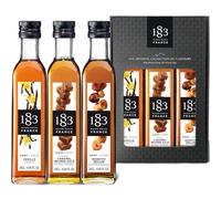 1883 Maison Routin Vanilla, Salted Caramel & Roasted Hazelnut Premium Syrup Gift Set for Coffee, Hot Chocolate, Cocktails, Mocktails & Desserts - Vegan-Friendly - 3 x 250ml Glass Bottles