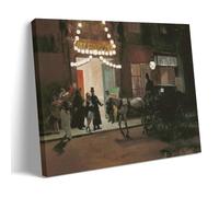 1885 Realism Wall Art Raimundo De Madrazo Y Garreta's Leaving The Masked Ball Featuring Evening Crowd And Carriage Scene Poster Decorative Painting Canvas Wall Art Living Rooms Bedroom Painting Frame-