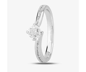 1888 Collection 18ct White Gold Brilliant Cut 0.53ct Diamond Shoulder-Set Solitaire Ring RI-137B - H/SI2/0.63ct