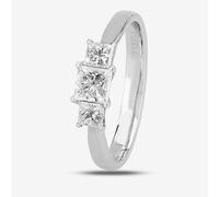1888 Collection Platinum 0.70ct Princess-Cut Diamond Trilogy Ring R3-263(.70CT PLUS)- G-H/VS1-VS2/0.72ct