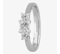 1888 Collection Platinum 0.70ct Princess-Cut Diamond Trilogy Ring R3-263(.70CT PLUS)- H/SI2/0.71ct