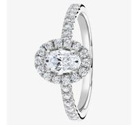1888 Collection Platinum Oval Cut 0.70ct Diamond Halo Cluster Ring RC2028 - D/SI2/1.16ct