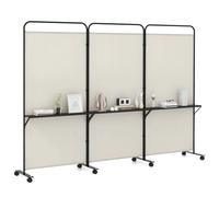 188cm 3-Panel Folding Room Divider Home Offiec Rolling Privacy Screen COSTWAY White One Size
