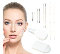 188pcs Face Lift String Set, Include 4-Lengths Invisible Face Lift Strings Waterproof Cylinder-Shaped and Teardrop-Shaped Skin Pulling Tapes for Female Makeup Neck Jowl Eyebrow Sagging Double Chin