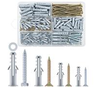188Pcs Screws and Wall Plugs Set, Heavy Duty M5/M6/M8/M10 Screws and Plastic Wall Anchors Kits For Brick, Masonry, Plasterboard Fixings, Tv Bracket, Plaster