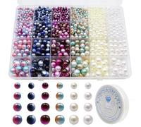 1891 Pcs Round Pearl Beads 4/6/8/10mm Multicolor for Crafting - Plastic Imitation Spacer With Holes - Faux Pearls for Jewelry Making DIY Bracelet Necklace Earrings Crafts