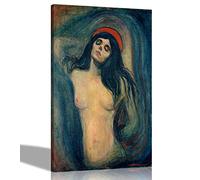 1894 Madonna by Edvard Munch on Framed Canvas Prints Wall Art Portrait Pictures Abstract Artwork Home Office Bedroom Hanging Nude Photos 30 x 40cm (12 x 16 inches)