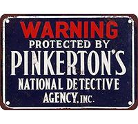 1895 Protected By Pinkertons Detective Agency Tin Sign 8X12 Inches