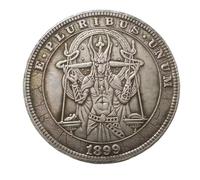 1899 US Morgan HOBO Art Coin Egyptian God Anubis by Ankh Altar Weighing The Heart Against Ostrich Feather