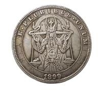 1899 US Morgan HOBO Art Coin Egyptian God Anubis by Ankh Altar Weighing The Heart Against Ostrich Feather for Collector