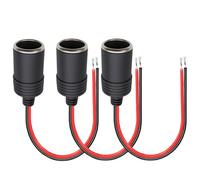 18AWG Car Cigarette Lighter Female Socket, 3 Pcs 30 cm12/24V Car Charger Power Cigarette Female Socket with Bare Wire Open End Cable for Equipment Within 84W