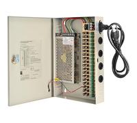 18CH CCTV Power Box 12V 10A Lockable Metal Power Distribution with Resettable Fuse for DVR Security Cameras (18 Channels/(12V/10A))