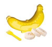 18cm Banana Case Cover With a Fork - Yellow Banana Holder, Reusable, Protector Cover Fruit Container, BPA Free, Ideal for Travelling, Lunch, Picnic, Breakfast On The Go