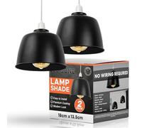 18cm Black Metal Dome Lampshade, Ceiling Fixture with Grey Herringbone Pendant Light, Retro Style Home Décor for Living Room and Kitchen