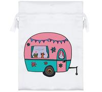 18cm 'Caravan Fun' Satin Drawstring Bag/Pouch (SB00120118)