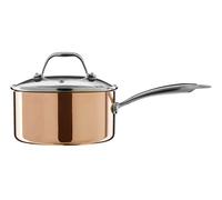 18cm Copper Finish Saucepan, Pan With Glass Lid, Tri-Ply Pan Saucepan With Steam Vent, Stylish Saucepan Premier Housewares Gold One Size