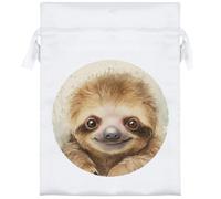 18cm 'Cute Baby Sloth' Satin Drawstring Bag/Pouch (SB00117110)