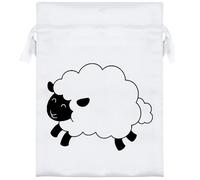 18cm 'Cute Woolly Sheep' Satin Drawstring Bag/Pouch (SB00123586)