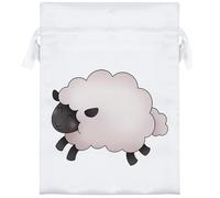 18cm 'Cute Woolly Sheep' Satin Drawstring Bag/Pouch (SB00123590)