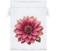 18cm 'Dahlia Flower' Satin Drawstring Bag/Pouch (SB00119962)
