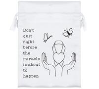 18cm 'Don't Quit Right Before The Miracle' Satin Drawstring Bag/Pouch (SB00117666)