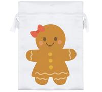 18cm 'Gingerbread Woman' Satin Drawstring Bag/Pouch (SB00124162)